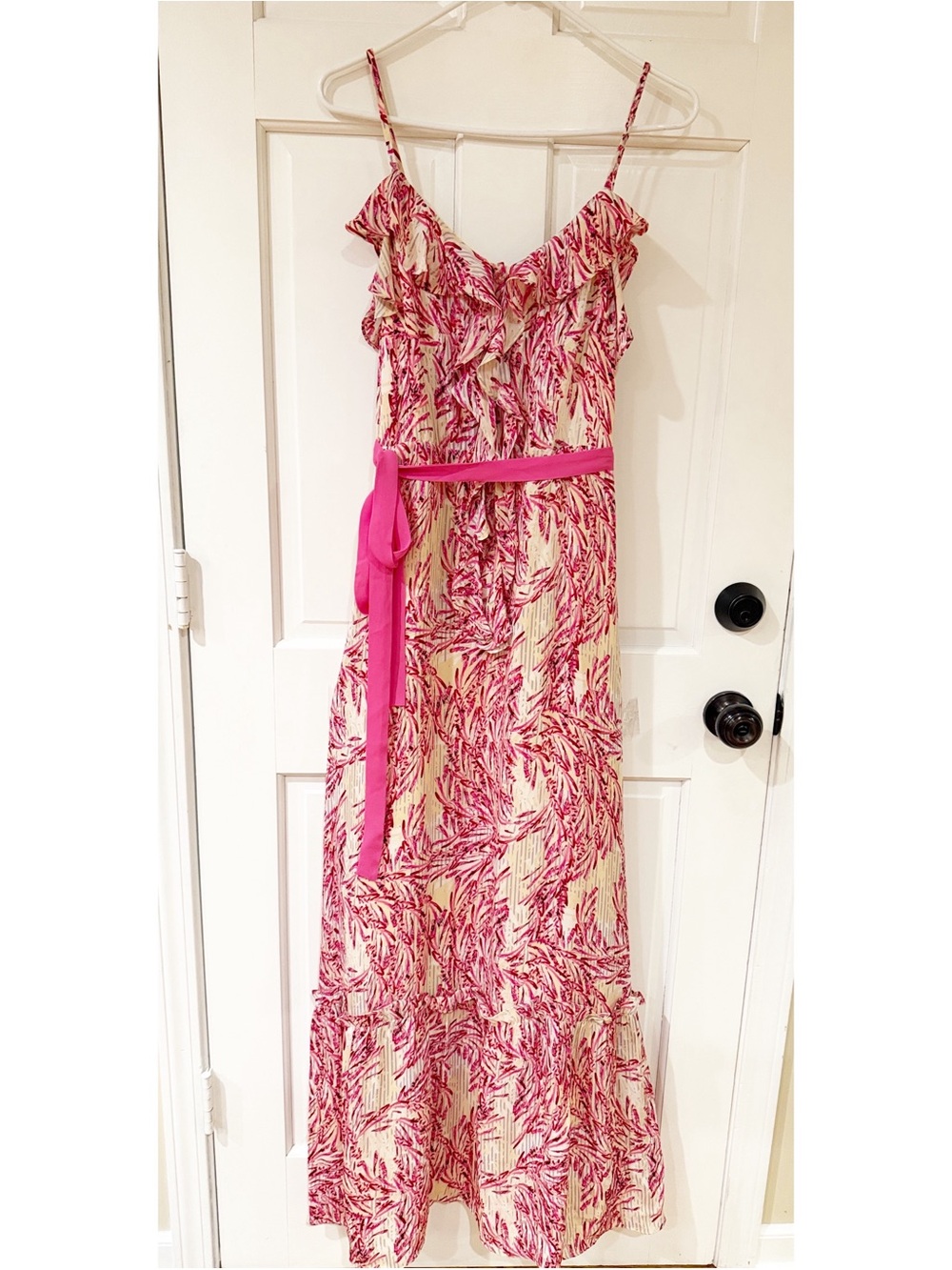 2b Rych Willow Print Ruffle Maxi Dress Size 8 NWT